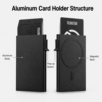 Portefeuille magnétique pour téléphone avec blocage RFID, porte-cartes pop-up en aluminium MagSafe avec logo personnalisé TC101MG