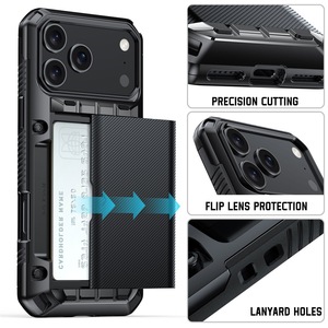 เคสโทรศัพท์สำหรับ 17 ProMax พร้อมช่องใส่บัตรและที่วาง ดีไซน์เรียบง่าย วัสดุ PC+TPU ป้องกันการกระแทกและป้องกันการตก - Product Image 6