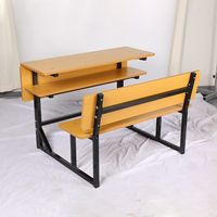 Bancs doubles en gros pour écoles avec tiroirs de rangement, plateau en MDF et structure en tube carré – Mobilier pour bibliothèques et universités