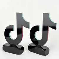 Trophée personnalisé en verre cristal noir avec note de musique arc-en-ciel TikTok pour les fans, récompenses commémoratives
