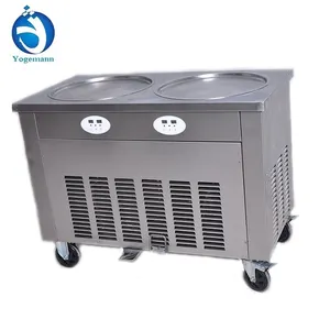 Top Quality Double Round Pan Stainless Steel Ice Cream Roll Fried Ice Cream Machine