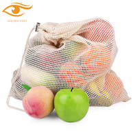 Sac de maille de coton de cordon de vente d'usine sac de maille de fruit de coton avec le logo