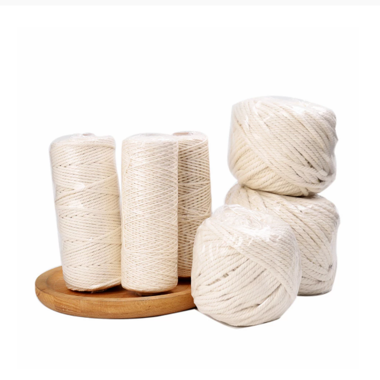 Натуральный белый хлопковый шнур, макраме, 4 нити, витой хлопковый шнур 4 мм для настенного подвешивания, ручная работа, вешалка для растений, 100 м