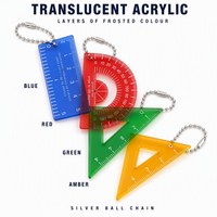Mini outil de mesure en forme de boule, chaîne en acrylique translucide, vente en gros, OEM, ODM, logo personnalisé, commande en gros, porte-clés de papeterie
