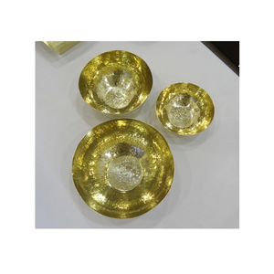 Serveur de condiments à joint à 3 sections en laiton de qualité supérieure bol de service martelé décoratif fantaisie pour Offre Spéciale de fête plat de luxe - Product Image 1