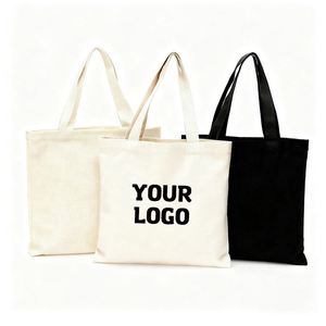 Wholesale Blank White Beige Black Zipper Travel Shopping Custom Printable Two Handle Tote Bag Canvas Cotton Bags - Product Image 1