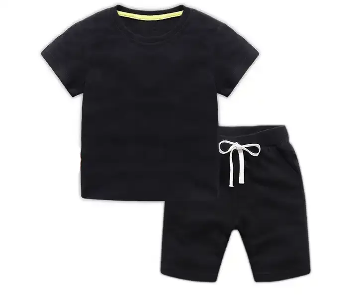 Bestseller Sommerkleid ung Custom ized Baumwolle Jungen Shorts Sets Blank Plain Kinder kleidung Zweiteiler Set