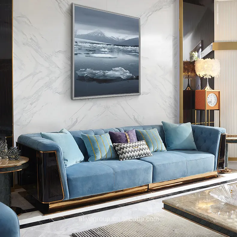 Sofá Seccional de tela de lujo para sala de estar, muebles de estilo europeo de diseño italiano, conjunto de sofá antiguo
