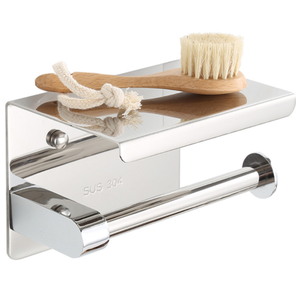 Portarrollos de papel higiénico de baño cromado de acero inoxidable montado en la pared sin Taladro - Product Image 3