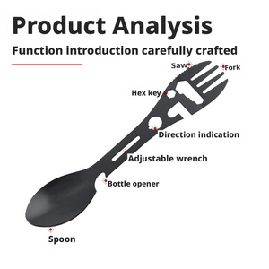 Herramientas de Supervivencia al Aire Libre al por Mayor, Kit Multifuncional 5 en 1 para Camping, Tenedor, Cuchillo, Cuchara, Abrelatas/Abridor de Botellas Práctico - Product Image 3