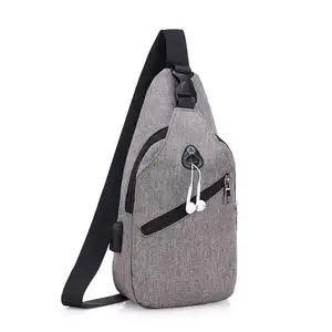 Supplier wholesale unisex chest bag USB charging port shoulder bag outdoor casual crossbody backpack fashion simple sling bag