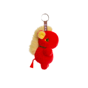 Llaveros de peluche de caballo de dibujos animados al por mayor, decoraciones para bolsos, regalos de mascota, llavero de peluche de caballo rojo - Product Image 1