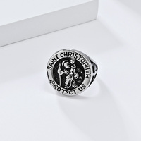 Bague en acier inoxydable Vintage Ashion Popular Retro Patron Saint Christopher
