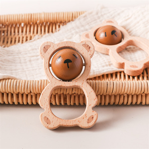Juguete de oso rodante de madera Unisex de alta calidad, sonajero sensorial para recién nacido, Material de haya de fábrica directa, conejito suave para niños - Product Image 6