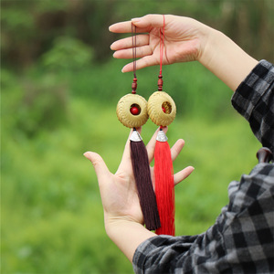 Handmade Bamboo Woven <b>Car</b> Pendant Resin Material Decorative <b>Ornament</b> For <b>Car</b> Interior Gift - Product Image 3