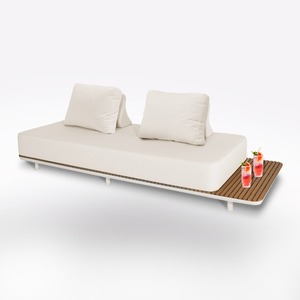 NOUVEAU CANAPÉ LIBERTÉ EN ARGILE BLANCHE ET TECK - Product Image 1