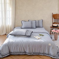 Parures de lit de qualité supérieure en couleur unie, tailles Queen et King, collections personnalisées avec design à volants, ensemble de couette et de couvre-lit