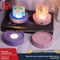 Support de lampe en bois, veilleuse LED, couleur rose macaron et violet, ornements culturels, base Dopamine, multi-occasions, pour l'inauguration de maison