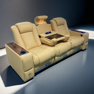 Accoudoir en bois inclinable électrique design moderne sur mesure Appui-tête électrique Cinéma Canapé Villa Maison intelligente Médias Sièges de cinéma - Product Image 3