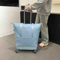 Equipaje impermeable de poliéster, plegable, gran capacidad, carrito, bolsa de viaje, fin de semana, Oxford, bolsa de lona con ruedas