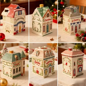 وصول جديد، عرض ساخن: طقم من قطعتين، برطمانات سيراميك إبداعية على شكل منزل قطط لطيف لتخزين التوابل والقهوة في المطبخ - Product Image 2