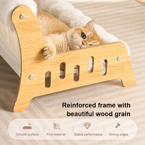 Lit pour animaux de compagnie en bois, canapé spécial pour <span class=keywords><strong>chat</strong></span> d'intérieur, adapté aux jeunes chats, structure en bois massif, installation simple - Product Image 6