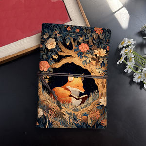 Papier épais bloc-notes A6 cadeau de la fête du travail pour les architectes et les ingénieurs sur site avec renard livre arbre fleurs herbe imprime sur le Co - Product Image 2