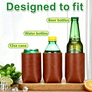 Refroidisseur de canettes en cuir PU, Koozy en cuir, porte-canette en cuir, refroidisseur de bière de qualité, refroidisseur de canettes magnétique en PU, housse isolante pour bouteille de bière - Product Image 6
