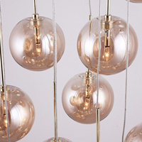 Lustre moderne créatif en verre artistique pour restaurant et bar, lampe suspendue longue ligne, forme ronde