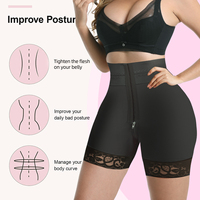 Shapewear en plastique avec dentelle Culotte amincissante Body Shaper Buttoned Tummy Control Butt Lifting Mid Length Shorts