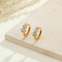 Anting-anting Trendy Litter Girls, Anting-anting Hoop Geometris Bunga Hati Zirkon Mungil, Anti Air, Lapisan Emas, Perhiasan Baja Anti Karat