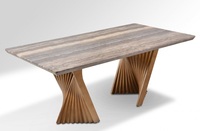Table à manger en marbre de luxe italienne ; Table à manger rectangulaire pour la maison et les hôtels-villas ; Table à manger simple et créative.
