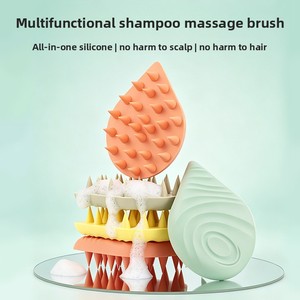 Brosse de massage du cuir chevelu en silicone, brosse à shampooing en une seule pièce en forme de goutte d'eau, exfoliant <span class=keywords><strong>pour</strong></span> cheveux, brosse de nettoyage <span class=keywords><strong>pour</strong></span> massage de la tête humide ou sèche, 4 couleurs - Product Image 5
