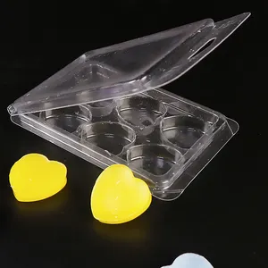 Contenitori di fusione a cera 6-Com per confezioni a conchiglia in plastica scatola regalo a forma di cuore cavità a cera scatola per imballaggio scatole di plastica per candela