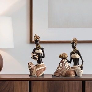 Художественная винтажная Статуэтка из смолы, африканский декор, креативное ретро-произведение искусства для книжной полки, гостиной, витрины для входа - Product Image 2