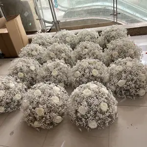 सजावटी टेबल बेबी सांस सेंटरपीस व्यवस्था शादी की सजावट गेंद कृत्रिम जिप्सोइला फूल बॉल-जिप्सोफिला