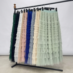 2026 women's new fashion slim <b>mesh</b> pleated <b>skirt</b> casual daily cake print spring/summer half <b>skirt</b> - Product Image 1