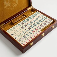 Ensemble de Mahjong de Luxe en Acrylique Robuste, Jeu de Société Classique Traditionnel Chinois avec Tuiles en Ivoire, Emballage Antique, Jeu de Casino