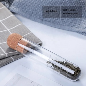Eco-friendly borosilicato di vetro infusore tubo filtro filtro per il tè <span class=keywords><strong>con</strong></span> coperchio in sughero in legno bicchieri per la preparazione del tè tazze - Product Image 6