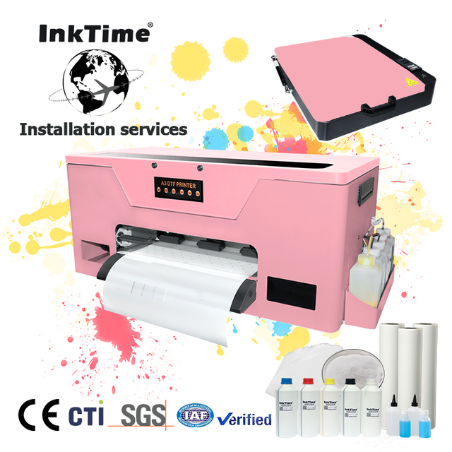 Dual Xp600 I3200 Print Head A3 30cm DTF pink Printer t Shirts Printing Machine Heat Transfer Printing for Cloth Textile