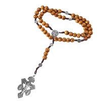 Bijoux de mode, pendentif chapelet en bois, pendentif croix du Pardon et de la miséricorde, médaille miracle, cadeau de Pâques N74
