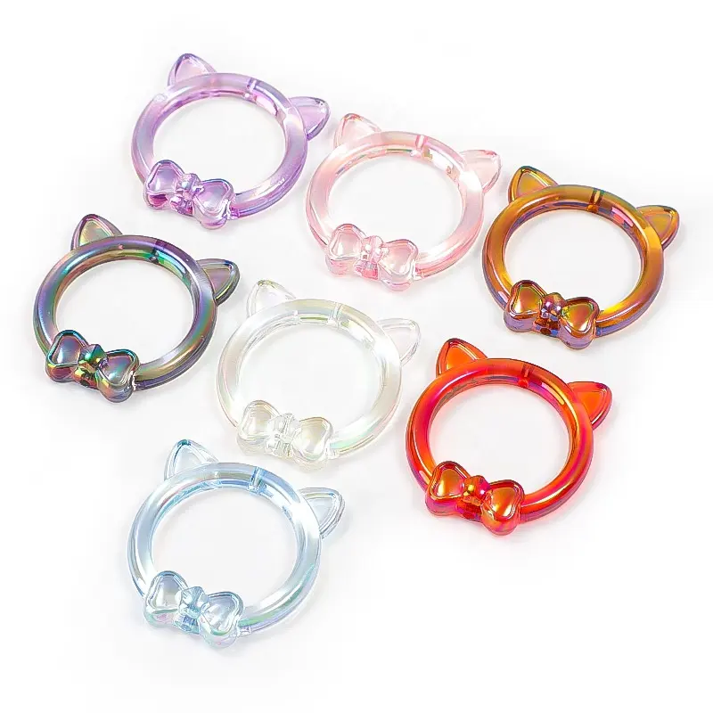 New Arrival 40MM Mixed Color Crystal UV Cat Charm Acrylic DIY Beads for Making Pen Bracelets