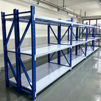 Étagère de stockage d'entrepôt en acier réglable de moyenne capacité, unité d'étagérage métallique sans boulons, taille personnalisée pour atelier et stockage industriel