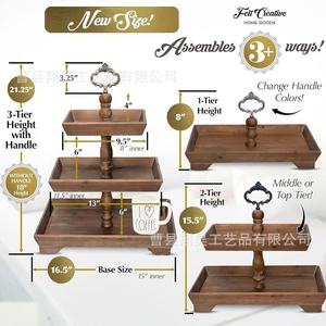 Wooden Storage Rack 3-Tier <b>Desktop</b> <b>Organizer</b> Solid Wood Multi-Functional Display Stand <b>For</b> Home Decor Food Serving - Product Image 4