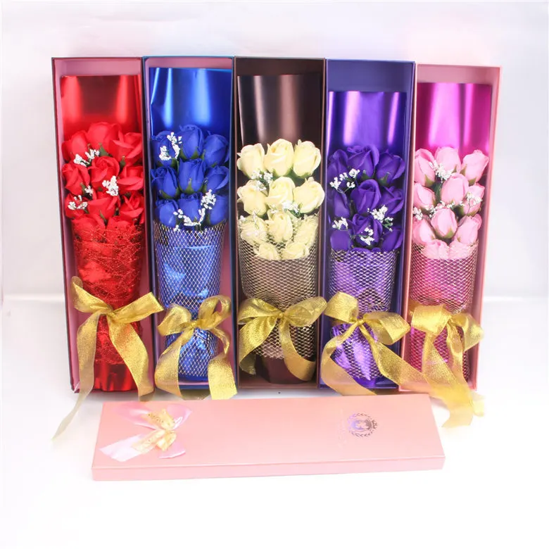 Wholesale Simulated Flower Gift For Girlfriend On Valentine's Day Creative Practical Rose Soap Bouquet Gift Box