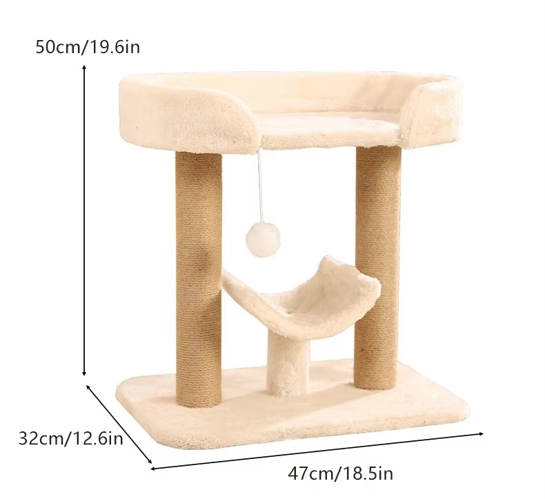 Cadre d'escalade pour nid de chat à double colonne en peluche courte