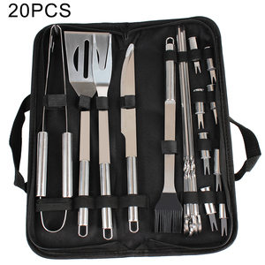 Juego de 20 Utensilios para Barbacoa de Acero Inoxidable, Kit de Accesorios para Asar de Alta Resistencia con Bolsa de Lona - Product Image 1