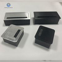 Vente chaude Rectangle Forme En Aluminium Couverture Flip-Up Socket Meubles Table Top Bureau Chambre Hôtel Gestion Des Câbles En Alliage