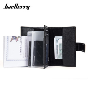 Baelerry Men's <b>Wallet</b> Black Solid Color Multifunctional Passport <b>Holder</b> With Card Slots And Magnetic Clasp For Everyday Use - Product Image 2