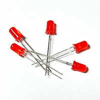 Diode LED F5 à lentille rouge diffusée teintée, tête ronde, 620-630nm, 60 degrés, trou traversant, vente en gros, 5mm, 2V